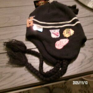 NHL All Guts No Glory Black Tassle Pom Pom Braided Winter Hat ORIGINAL 6 TEAMS